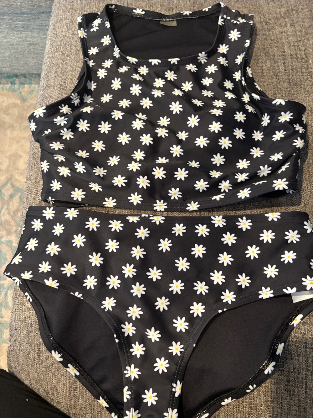 Old Navy Daisy Print High-Neck Swim Top and Bottoms